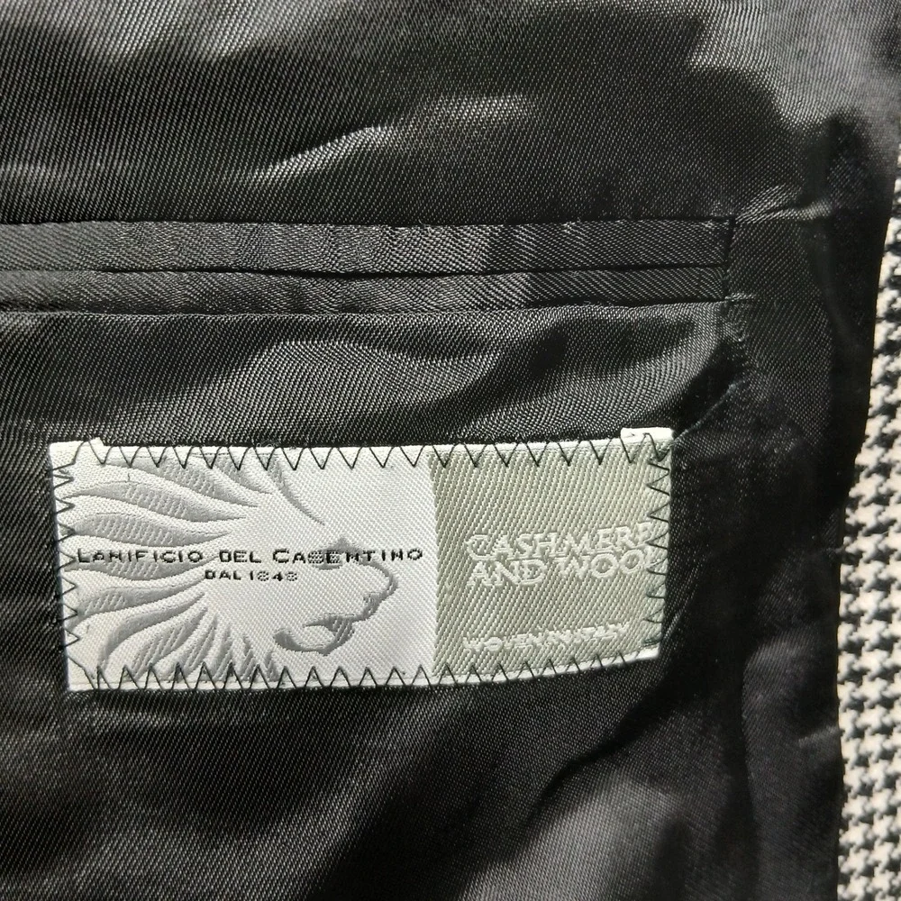Today's Man Blazer 46L Houndstooth Wool‎ Cashmere Blend Made in Italy